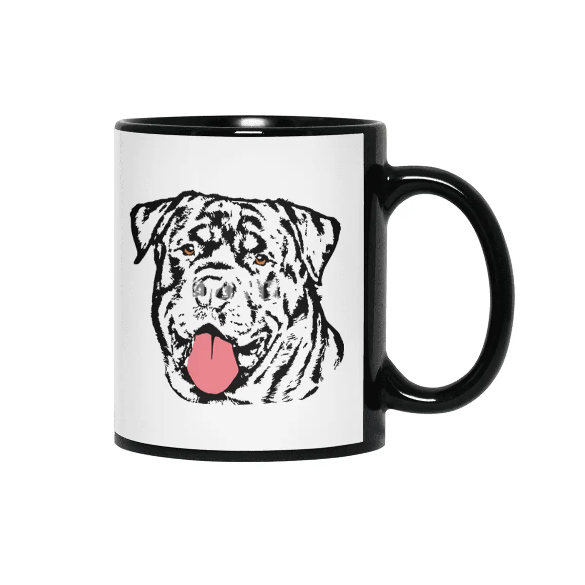 Rottweiler Dog - Colored Eyes and Tongue Siyah Kupa