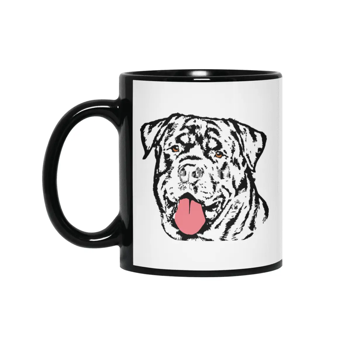 Rottweiler Dog - Colored Eyes and Tongue Siyah Kupa