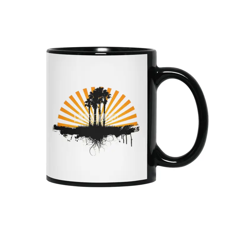 Daybreak Dreams: Seaside Sunrise Art Siyah Kupa