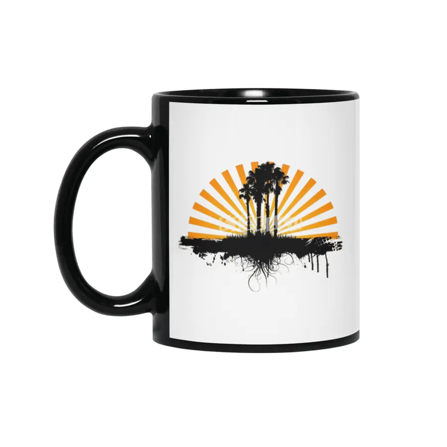 Daybreak Dreams: Seaside Sunrise Art Siyah Kupa