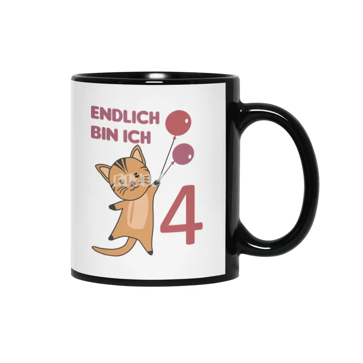 Cat 4th Birthday For Kids 4 Years Old Purple Siyah Kupa