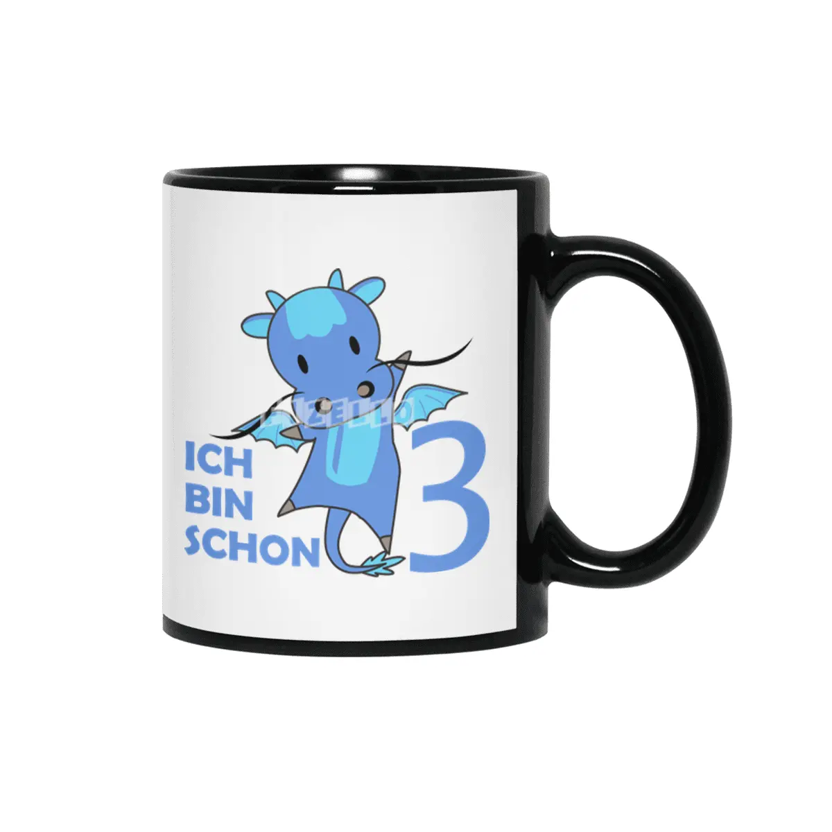 Dragon Blue Three Years Old 3rd Birthday Kids Siyah Kupa