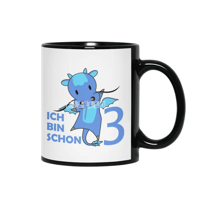 Dragon Blue Three Years Old 3rd Birthday Kids Siyah Kupa