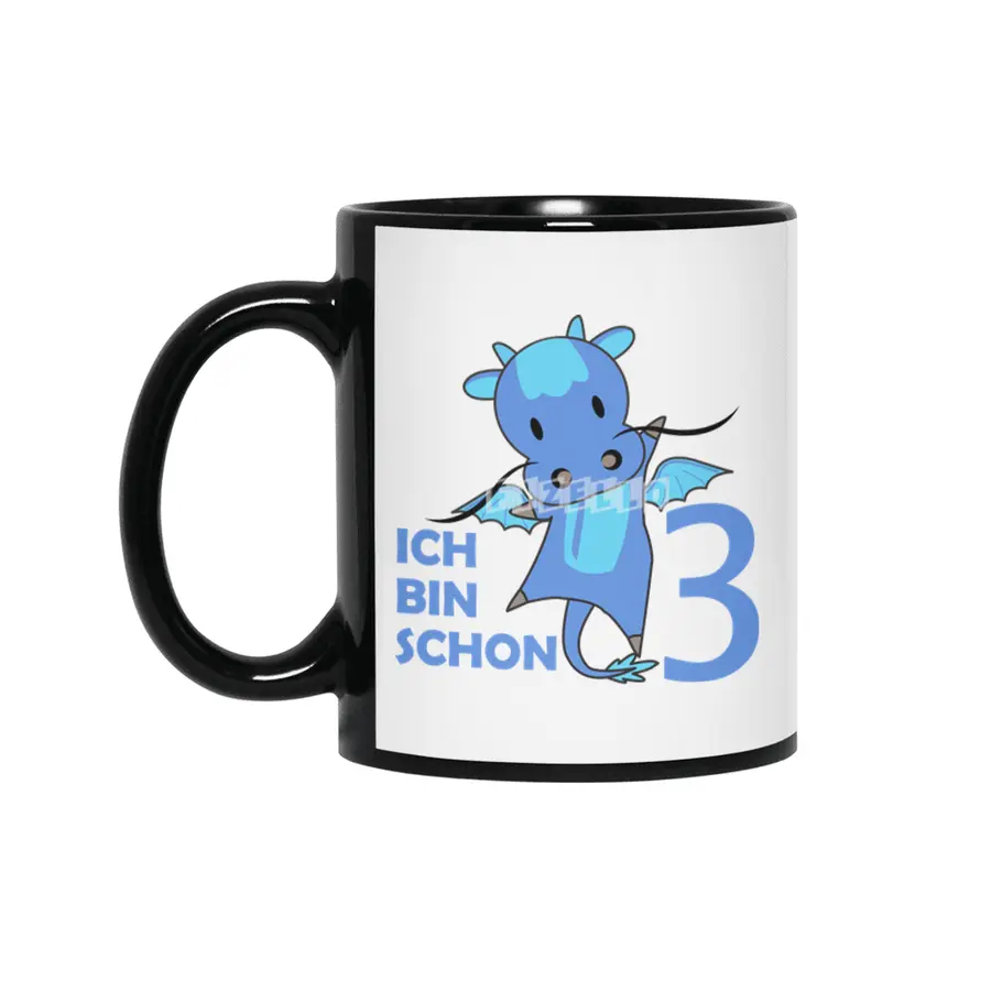 Dragon Blue Three Years Old 3rd Birthday Kids Siyah Kupa