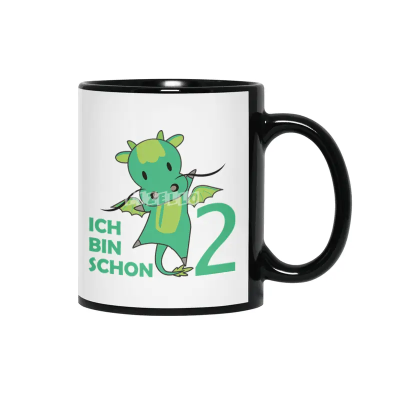 Dragon Green Two Years Old 2nd Birthday Fairy Tale Siyah Kupa