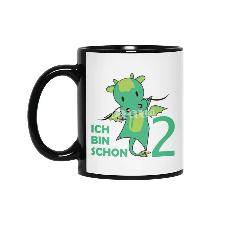 Dragon Green Two Years Old 2nd Birthday Fairy Tale Siyah Kupa