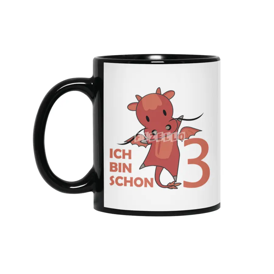 Dragon Red Three Years Old 3rd Birthday Kids Siyah Kupa