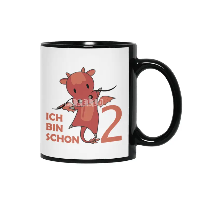 Dragon Red Two Years Old 2nd Birthday Fairy Tale Siyah Kupa
