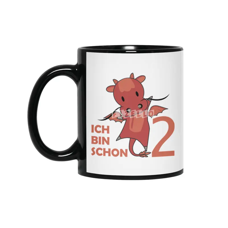 Dragon Red Two Years Old 2nd Birthday Fairy Tale Siyah Kupa