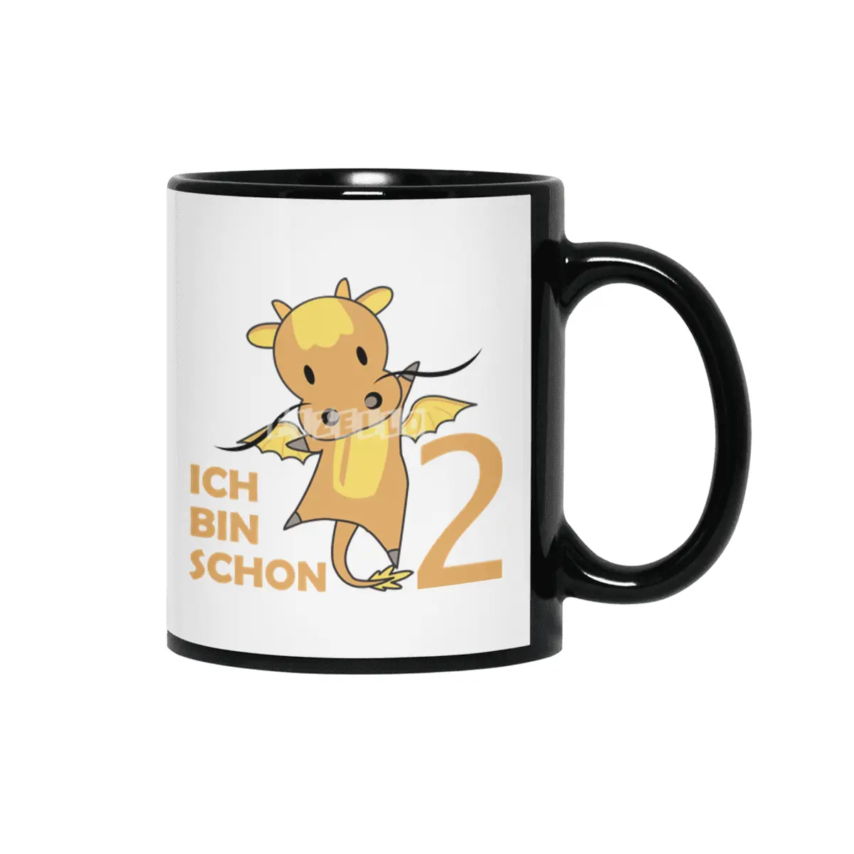 Dragon Yellow Two Years Old 2nd Birthday Fairy Siyah Kupa