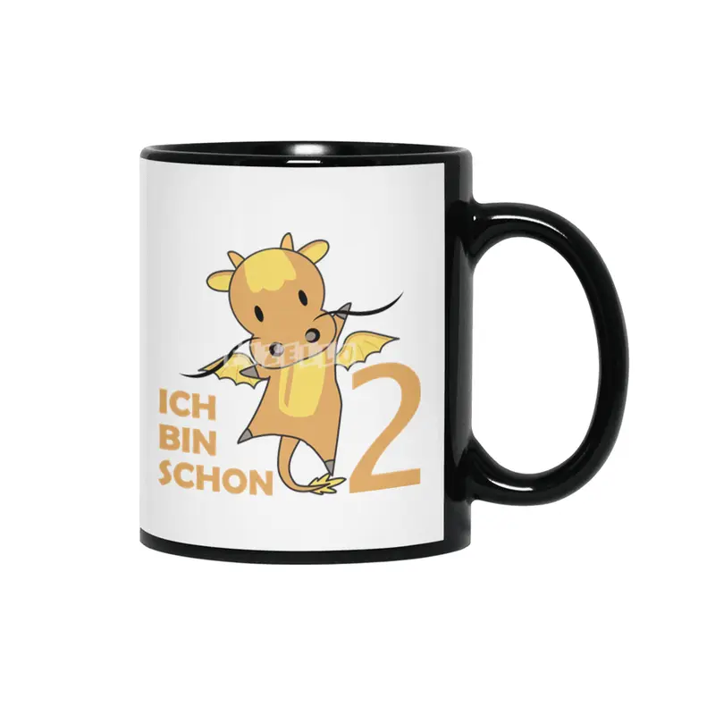 Dragon Yellow Two Years Old 2nd Birthday Fairy Siyah Kupa