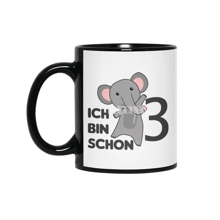 Elephant Three Years Old Birthday child Siyah Kupa