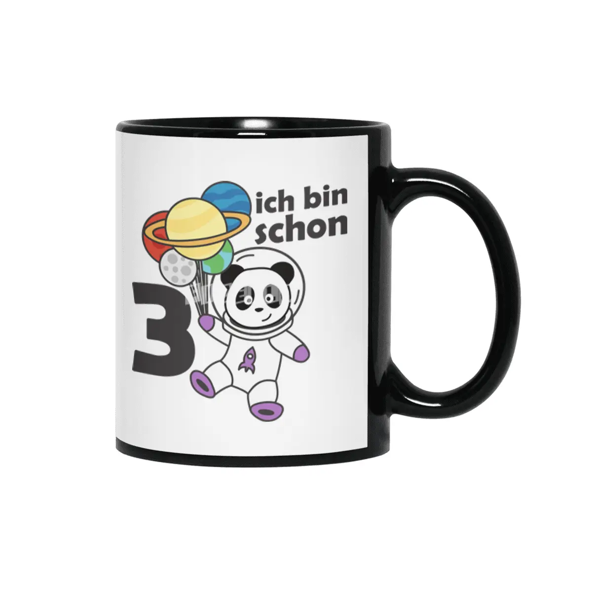 Panda Space Planet Three Years Old 3 Years Siyah Kupa