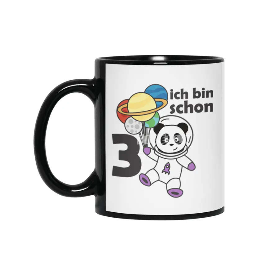Panda Space Planet Three Years Old 3 Years Siyah Kupa