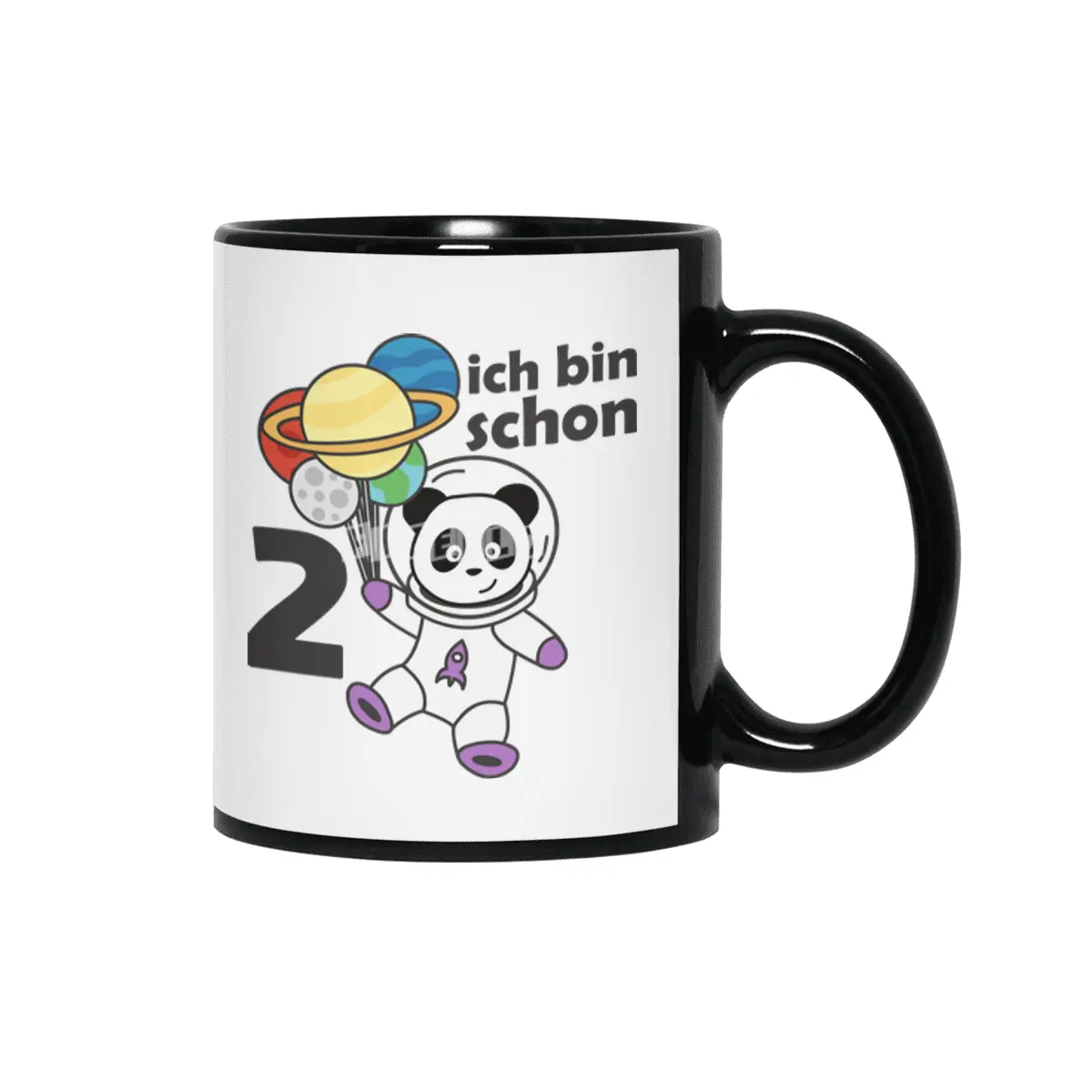 Panda Space Planet Two Years Old 2 Years Old Siyah Kupa