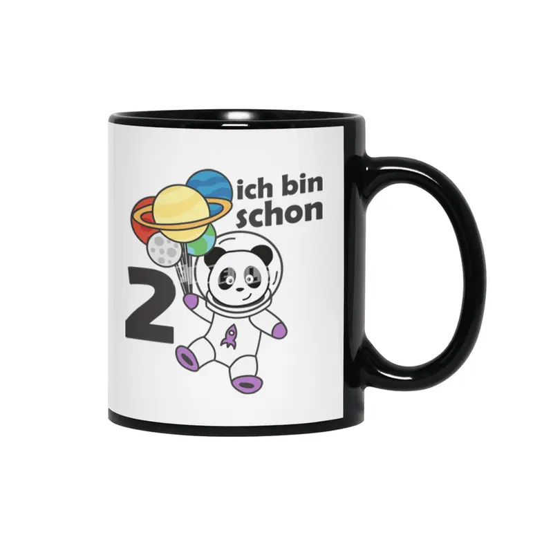 Panda Space Planet Two Years Old 2 Years Old Siyah Kupa