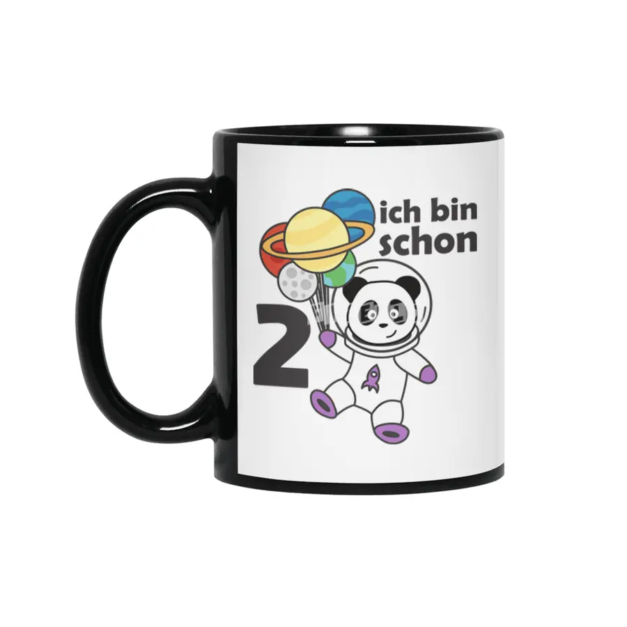Panda Space Planet Two Years Old 2 Years Old Siyah Kupa