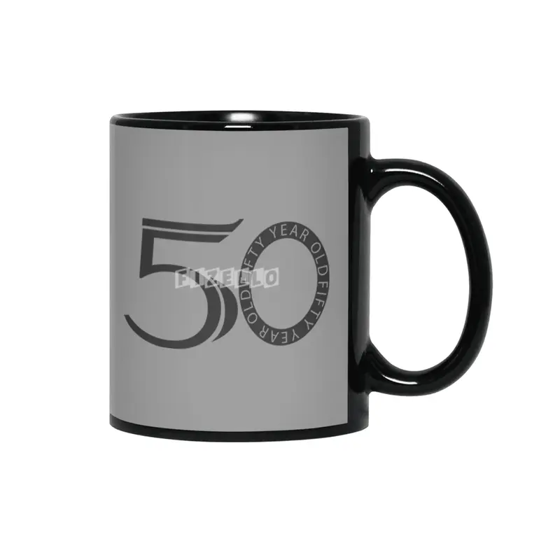 Fifty Year Old Fart Logo Design Black Siyah Kupa