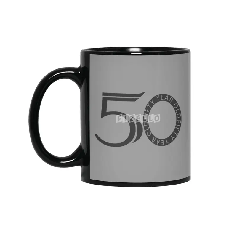 Fifty Year Old Fart Logo Design Black Siyah Kupa