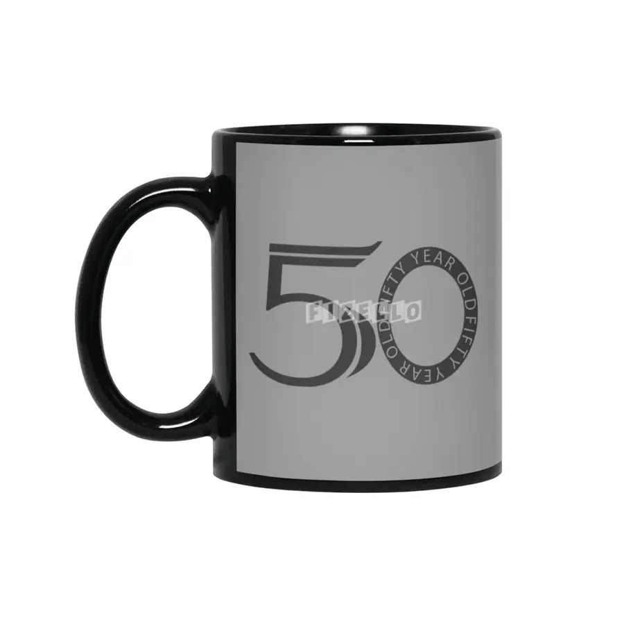 Fifty Year Old Fart Logo Design Black Siyah Kupa