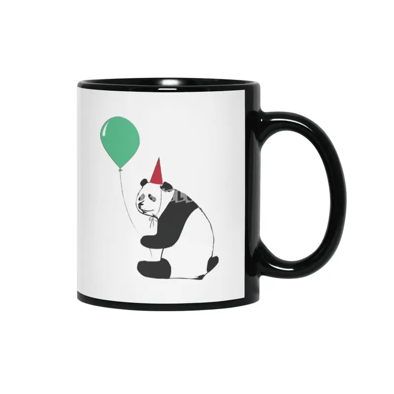Panda with Balloon Siyah Kupa