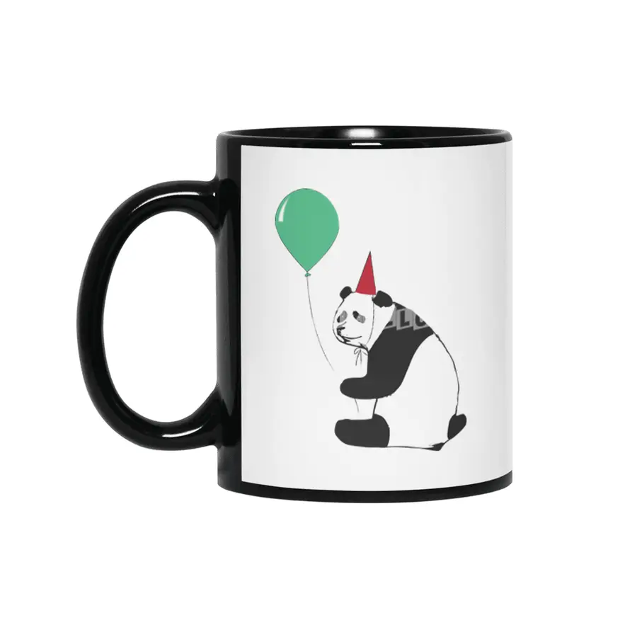 Panda with Balloon Siyah Kupa
