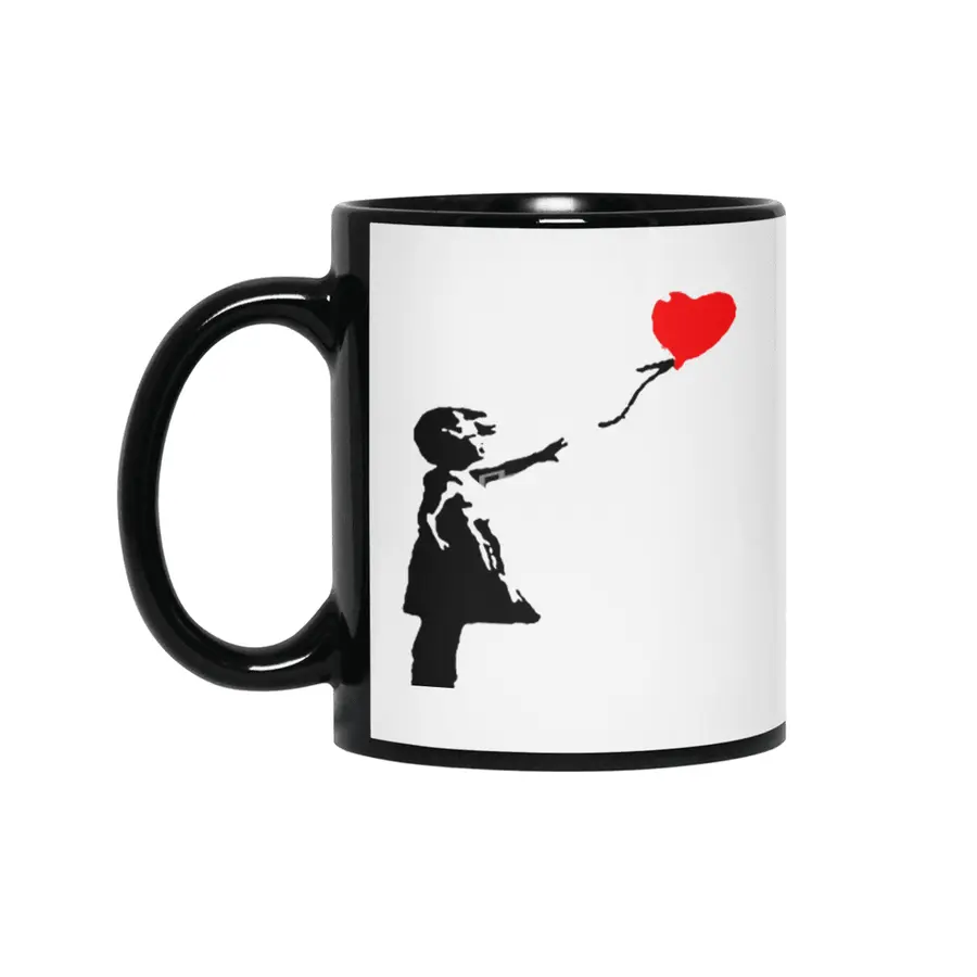 Banksy -  Red Balloon Siyah Kupa