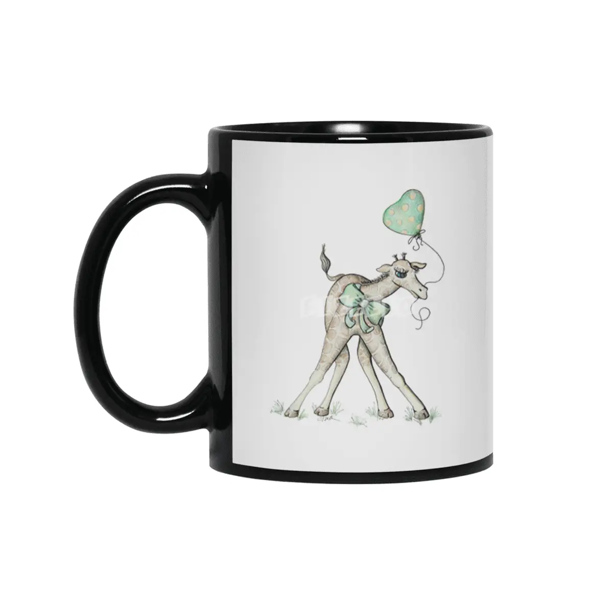 Baby Giraffe with Balloon - for Babies and Kids Siyah Kupa