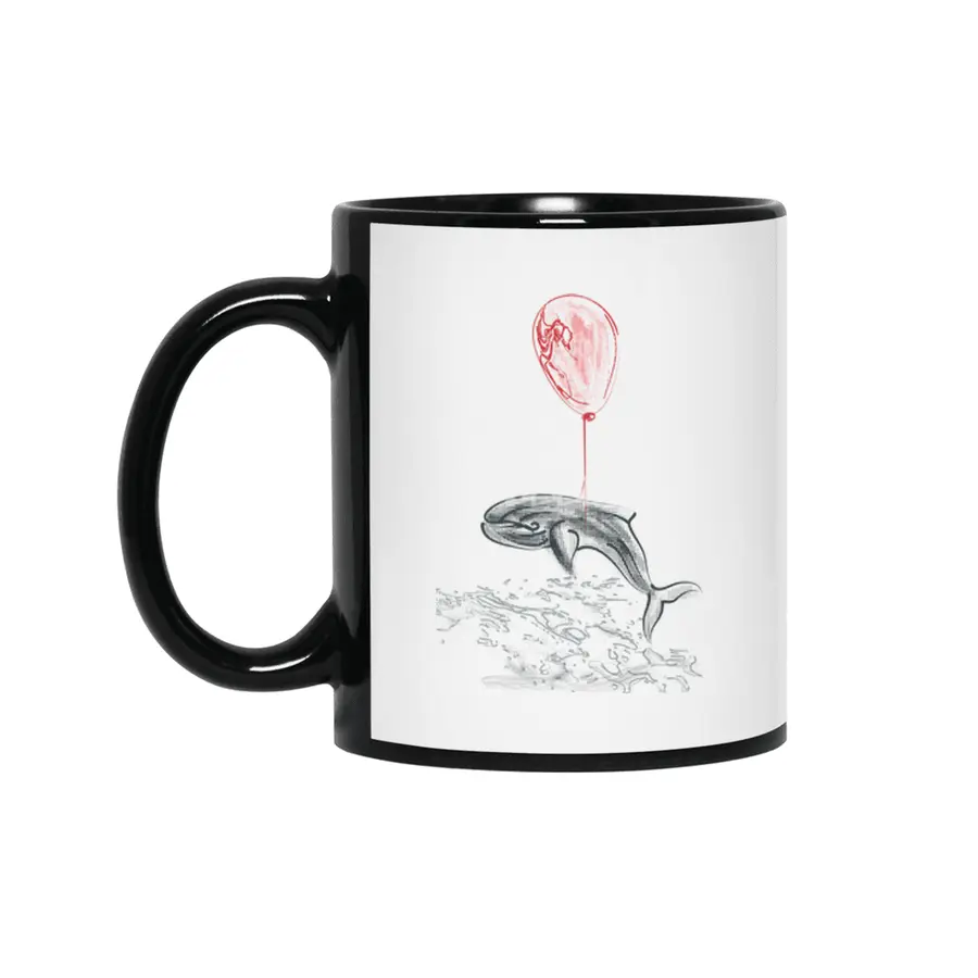 balloon and whale Siyah Kupa