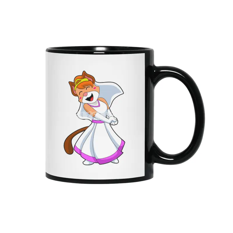 Cat as Bride with Wedding dress & Crown Siyah Kupa