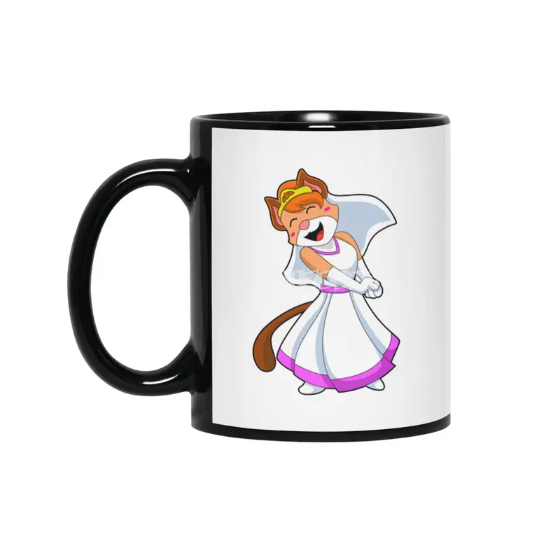 Cat as Bride with Wedding dress & Crown Siyah Kupa
