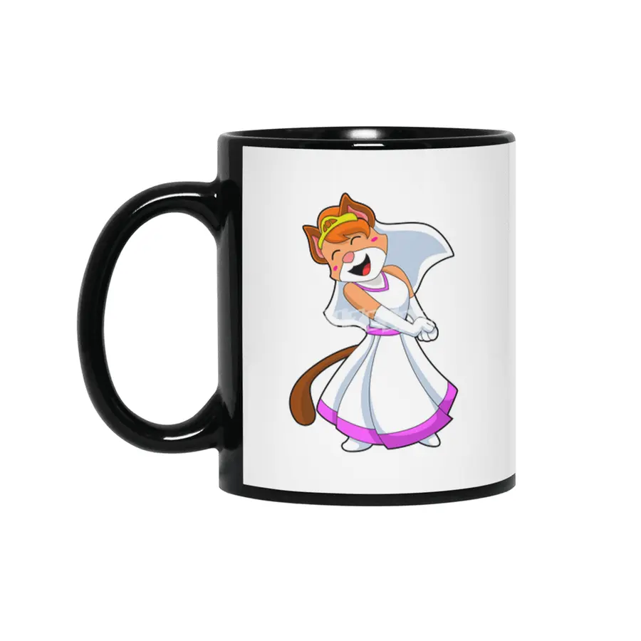 Cat as Bride with Wedding dress & Crown Siyah Kupa
