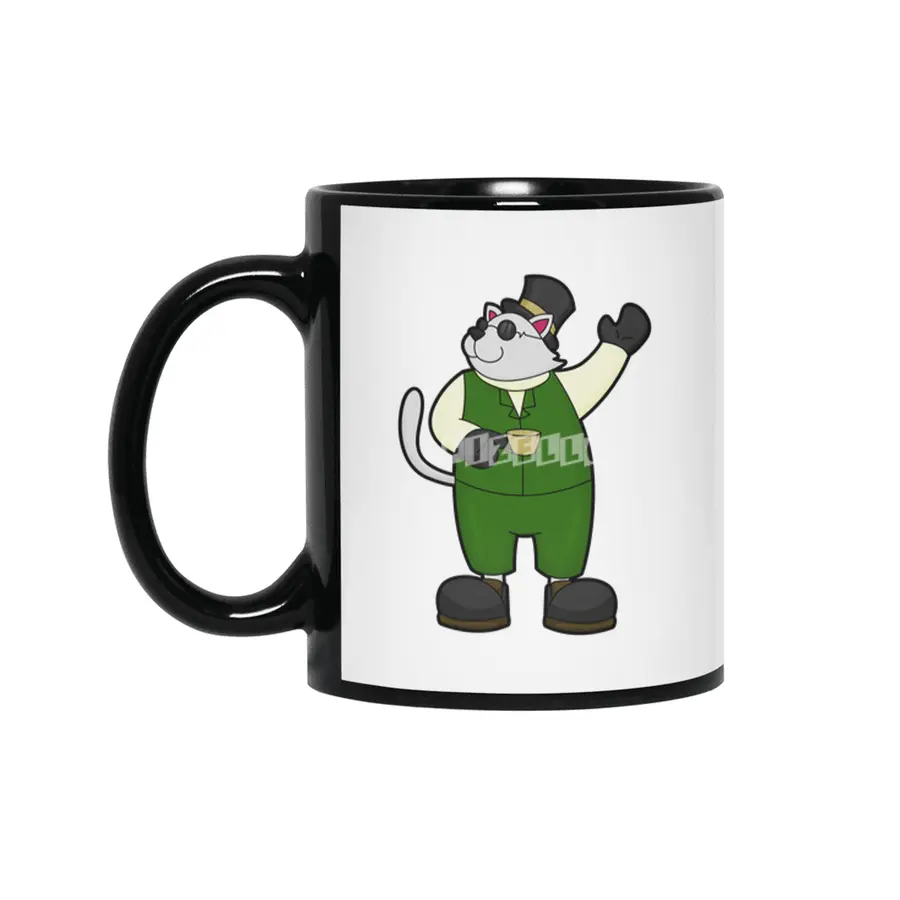 Cat as Groom with Coffee & Hat Siyah Kupa