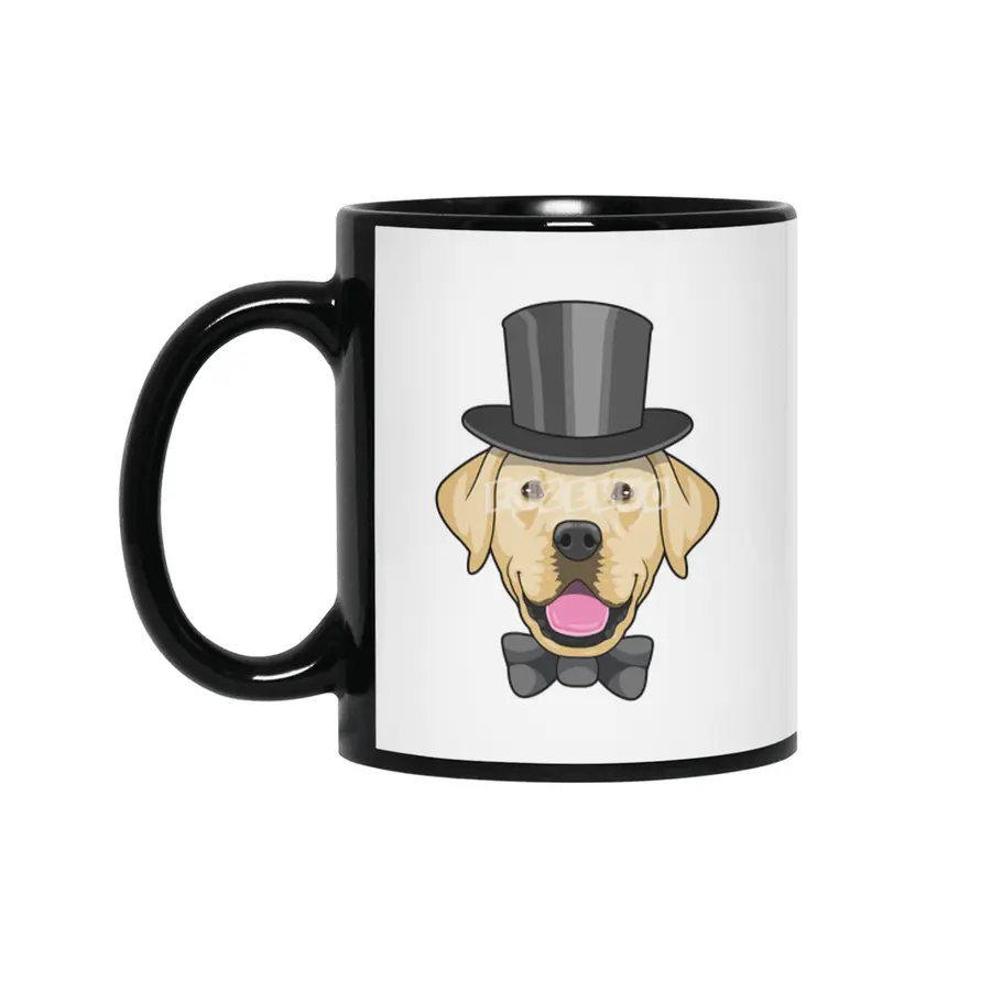 Dog as Groom with Bow Siyah Kupa