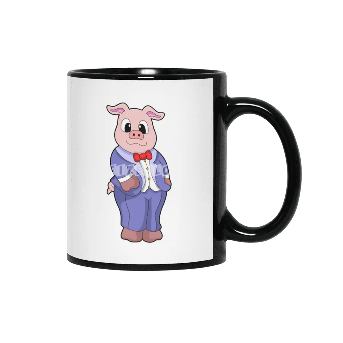 Pig as Groom with Suit Siyah Kupa
