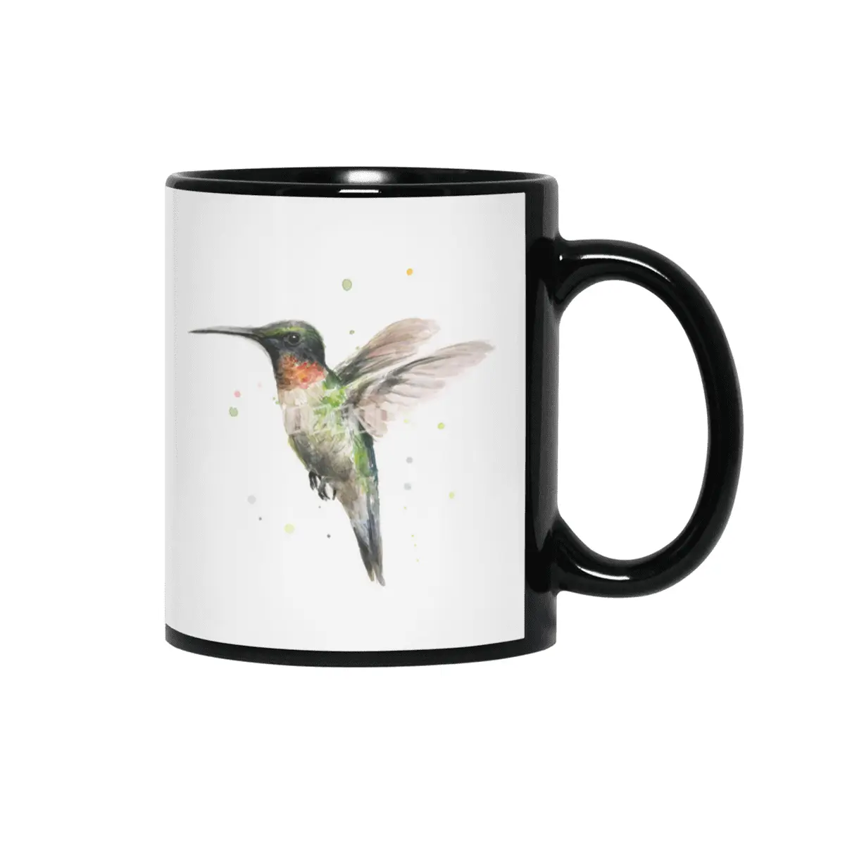 Hummingbird Watercolor Siyah Kupa