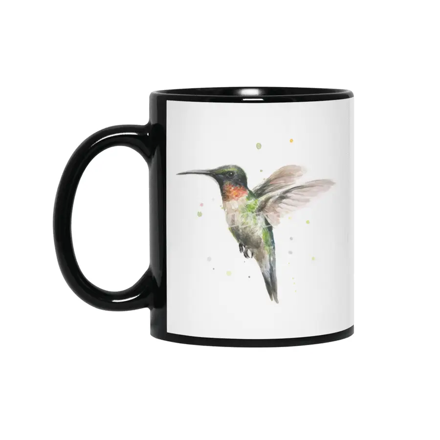 Hummingbird Watercolor Siyah Kupa
