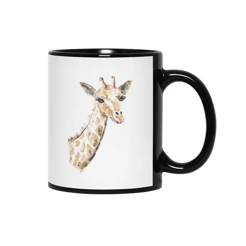 Watercolor Giraffe Siyah Kupa