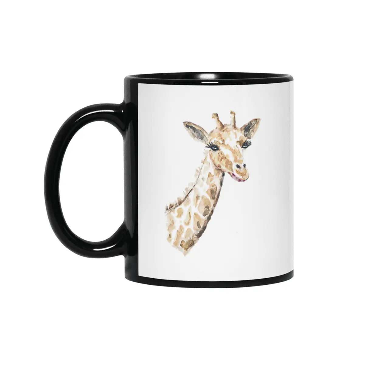 Watercolor Giraffe Siyah Kupa