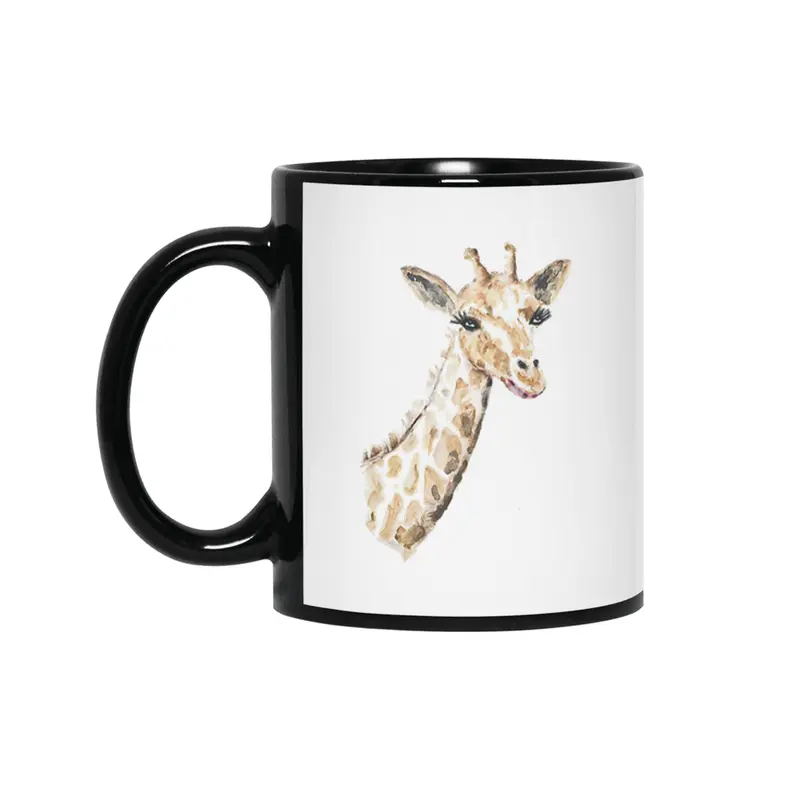 Watercolor Giraffe Siyah Kupa