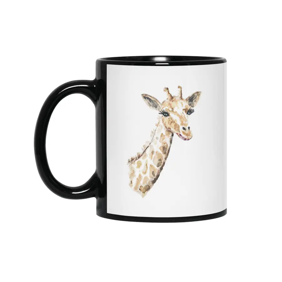 Watercolor Giraffe Siyah Kupa