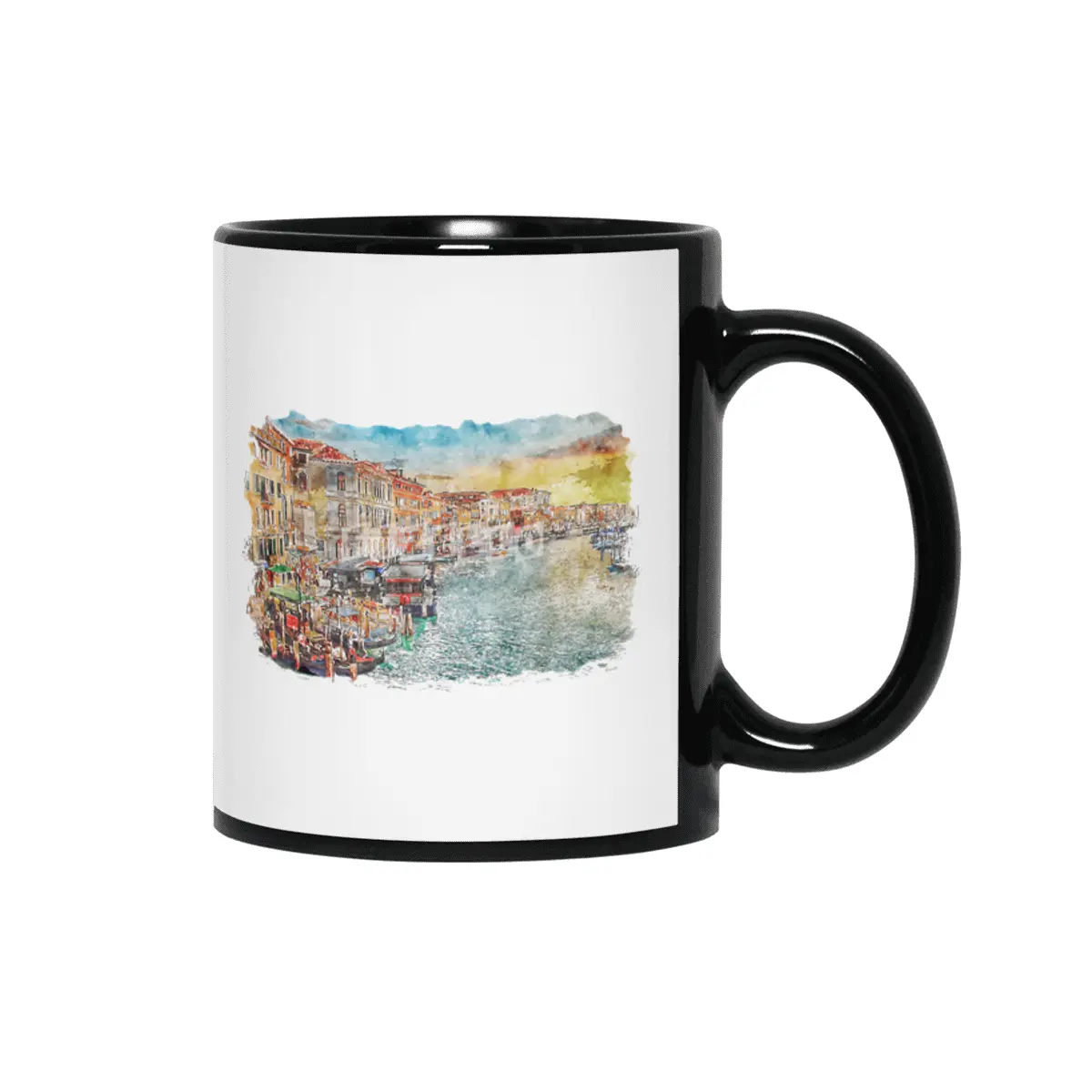 Venice Watercolor Siyah Kupa