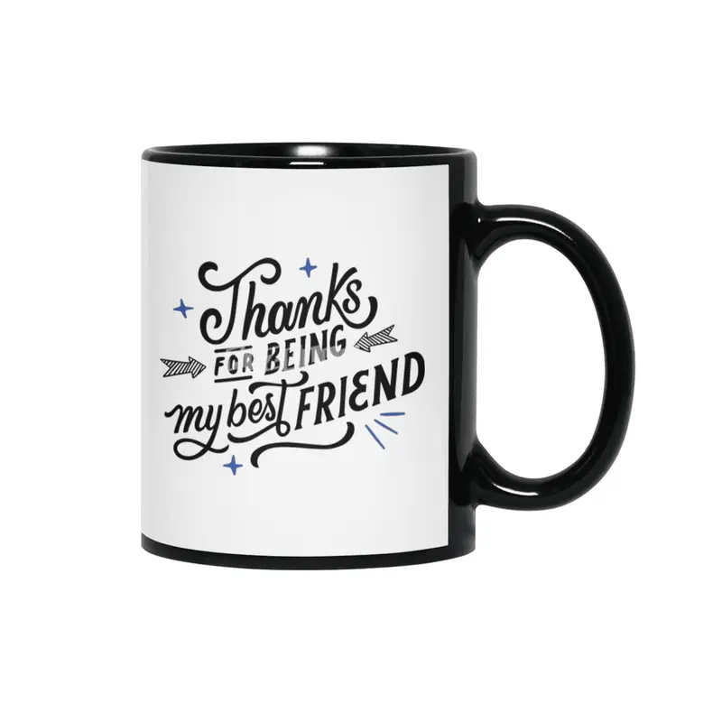 Thanks for Being My Best Friend: Heartwarming Designs for Special Bonds Siyah Kupa