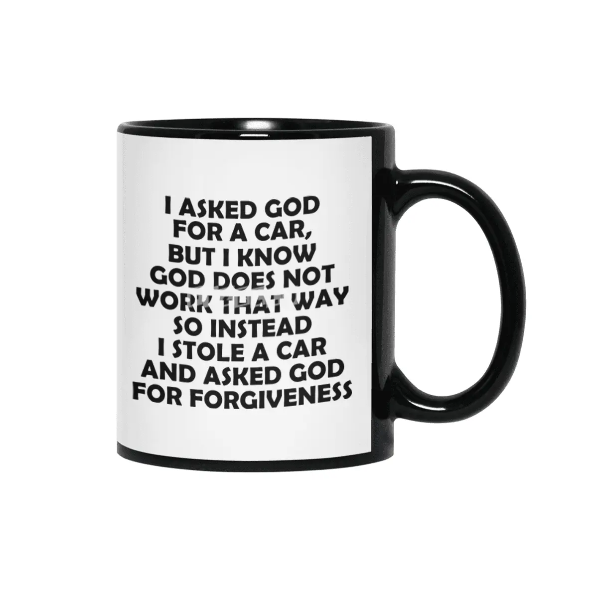 Asked God - Black Lettering Siyah Kupa