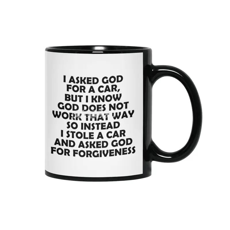 Asked God - Black Lettering Siyah Kupa
