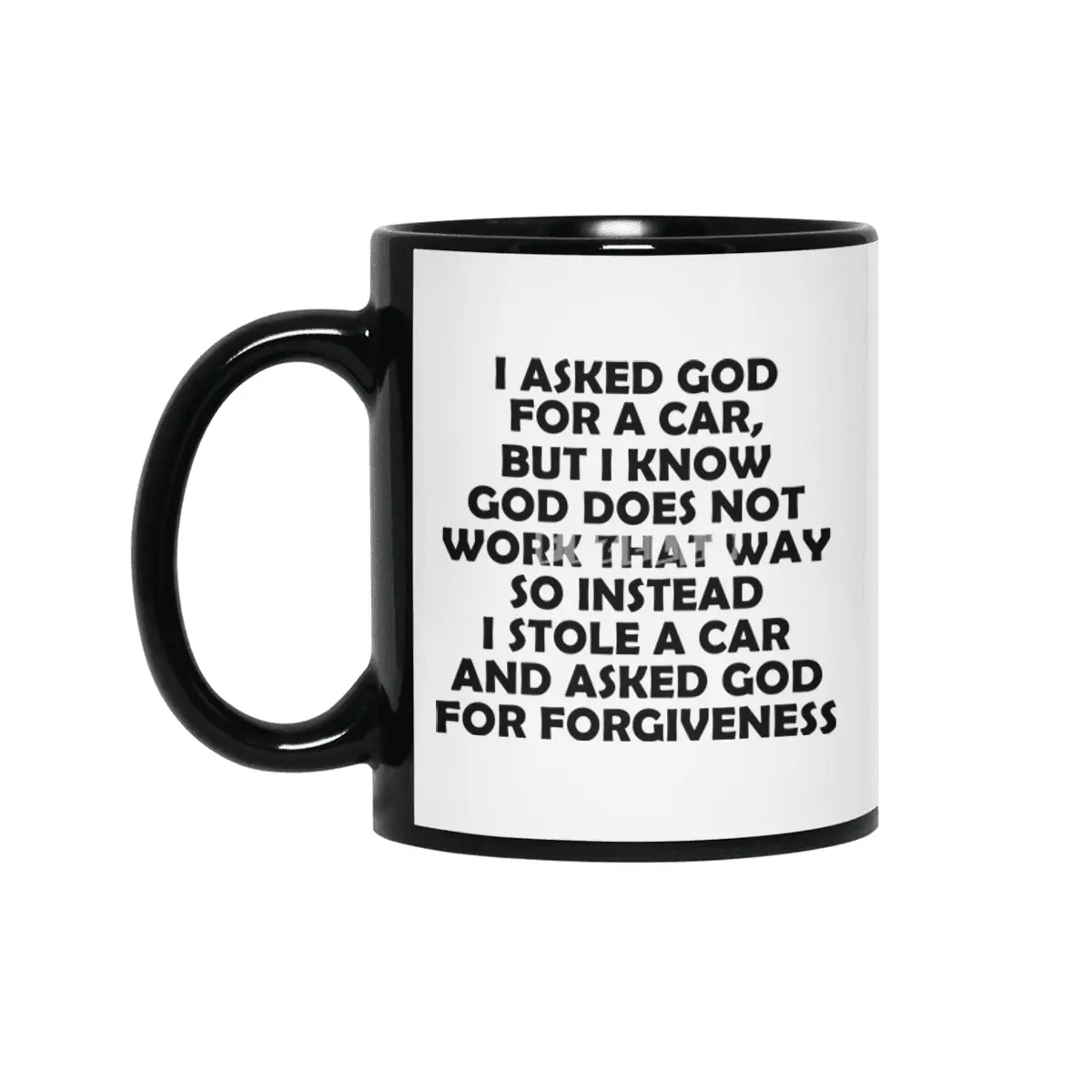 Asked God - Black Lettering Siyah Kupa
