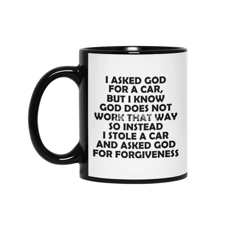 Asked God - Black Lettering Siyah Kupa