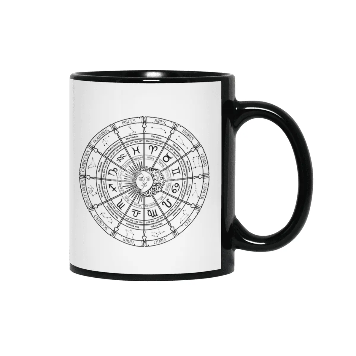 Astrology Wheel - Black Lettering Siyah Kupa