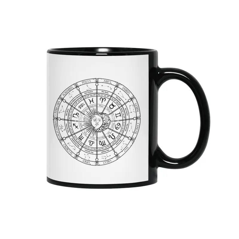 Astrology Wheel - Black Lettering Siyah Kupa