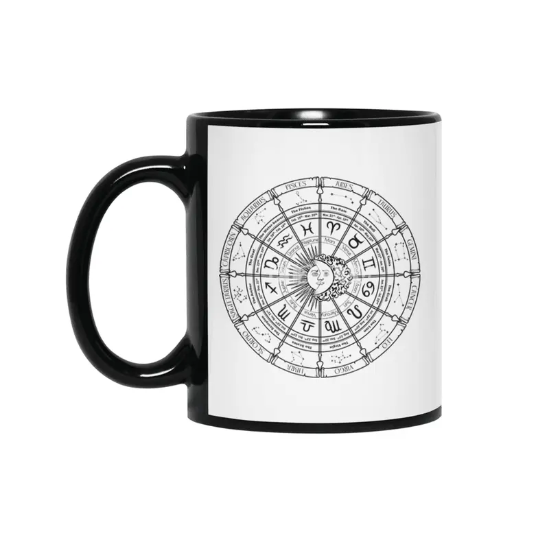Astrology Wheel - Black Lettering Siyah Kupa